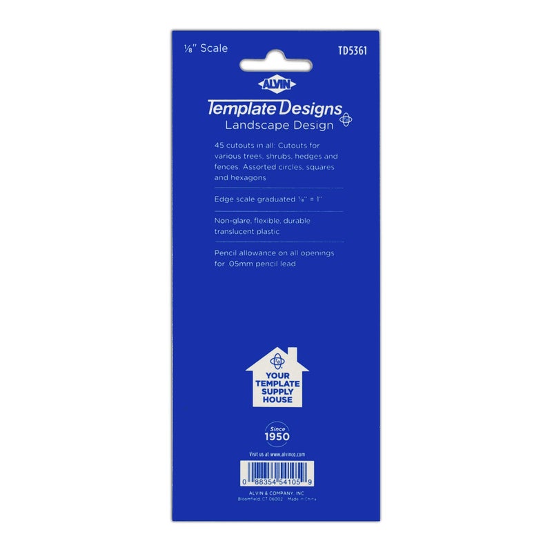 ALVIN, TD5361, Landscape Design Template, Drawing and Drafting Tool for Artists, Architects, Design and Drafting, 1/8 Inches Scale - Image 2